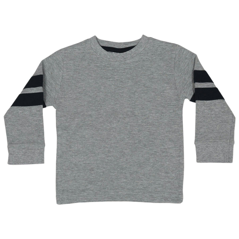 Kids Thermal Shirt - Heather with Navy Taping