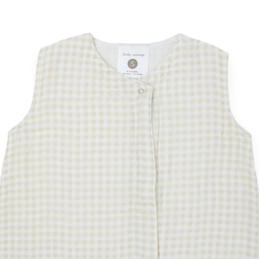 Cotton Muslin Sleep Bag - Tan Gingham