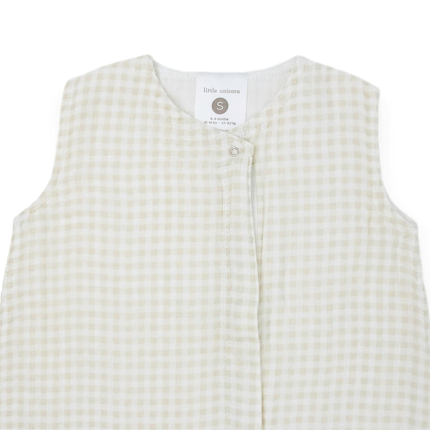 Cotton Muslin Sleep Bag - Tan Gingham