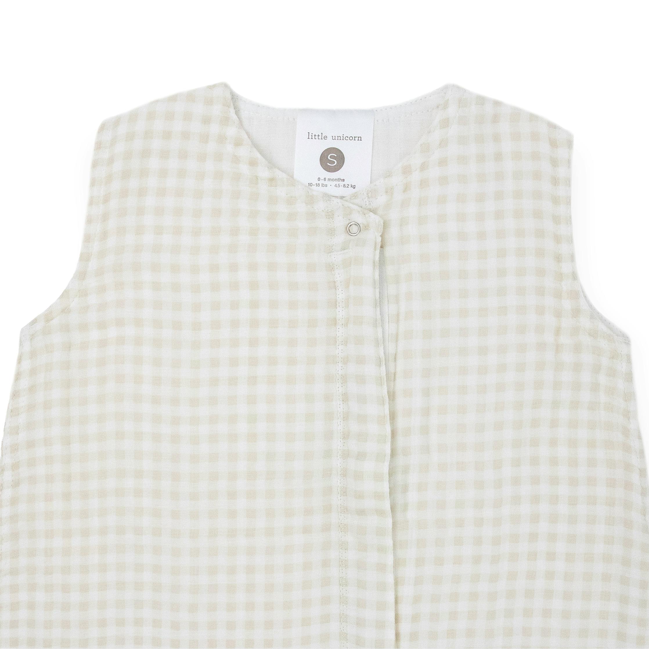 Cotton Muslin Sleep Bag - Tan Gingham
