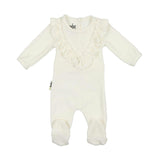 Velour Ruffle Long Sleeve Footie