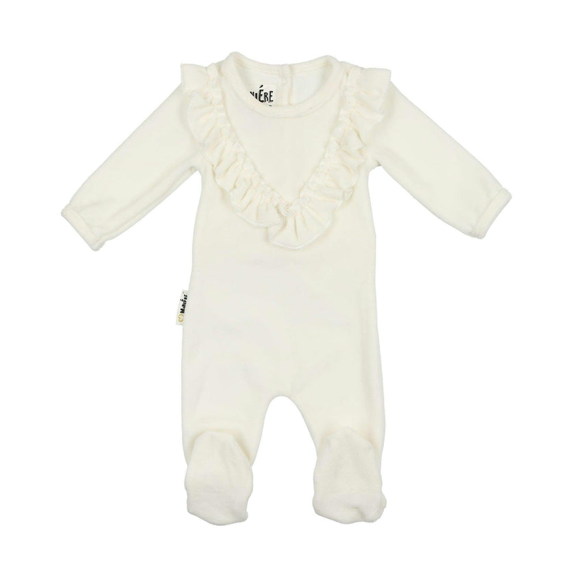 Velour Ruffle Long Sleeve Footie