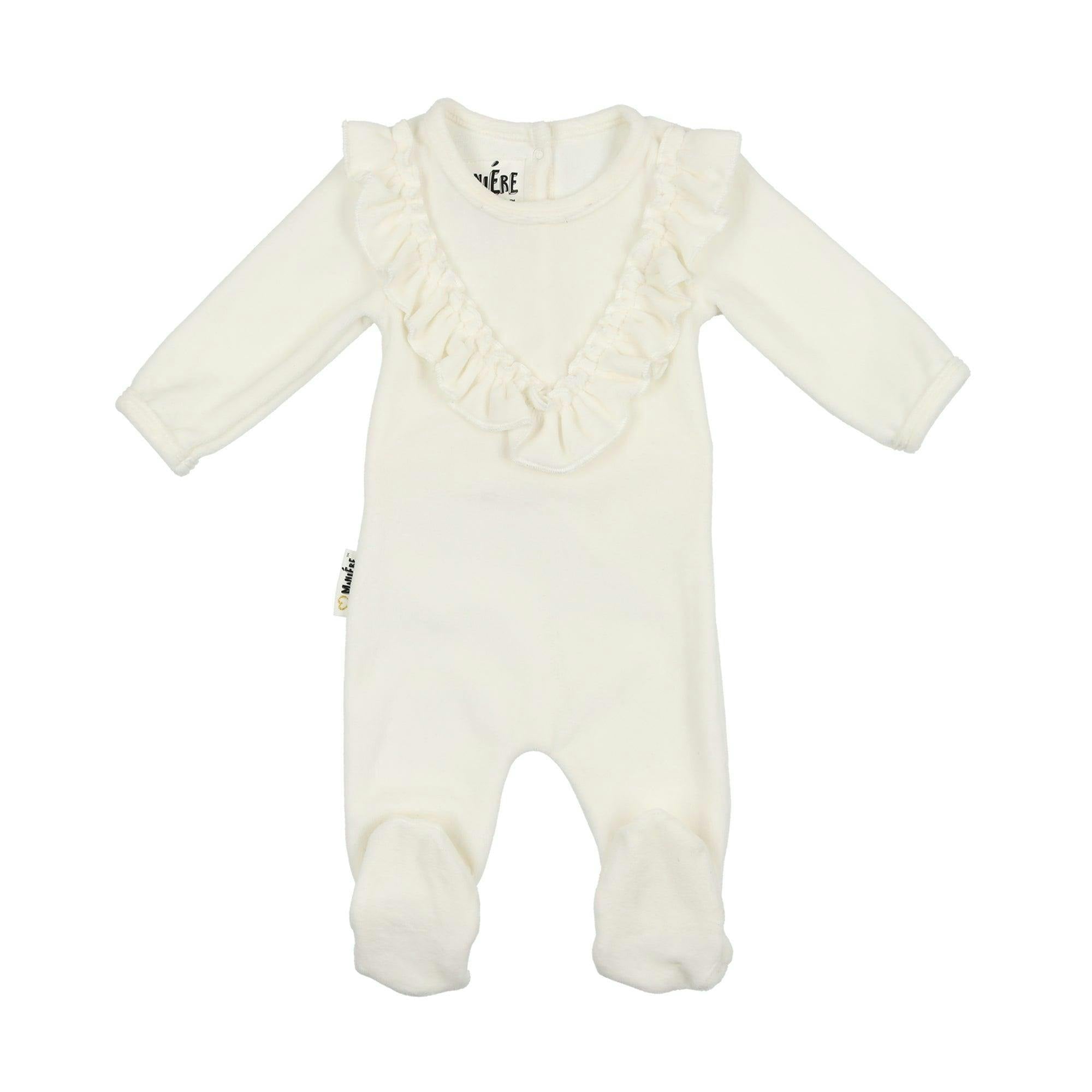 Velour Ruffle Long Sleeve Footie