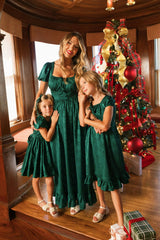 Mini Cupcake Dress in Emerald Satin