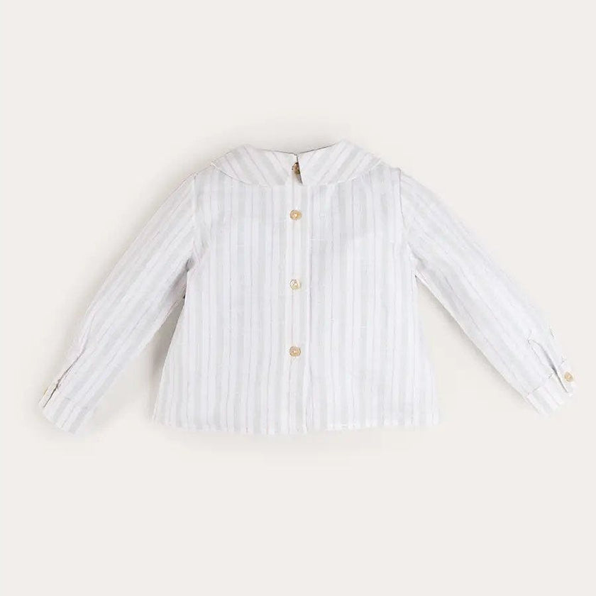 Hampton Stripe Button Detail Long Sleeve Shirt in Green (12mths-3yrs)