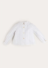 Hampton Stripe Button Detail Long Sleeve Shirt in Green (12mths-3yrs)