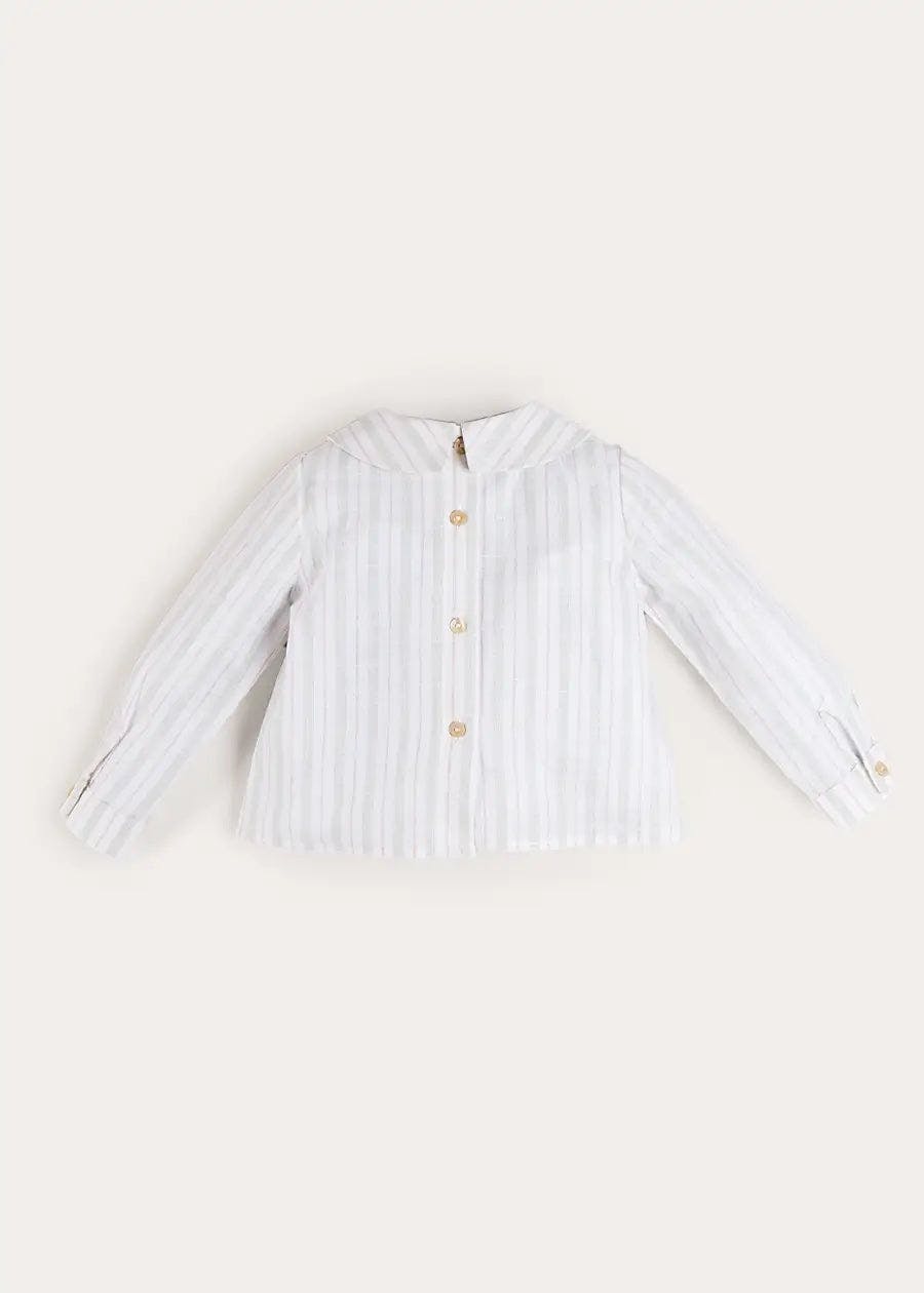 Hampton Stripe Button Detail Long Sleeve Shirt in Green (12mths-3yrs)