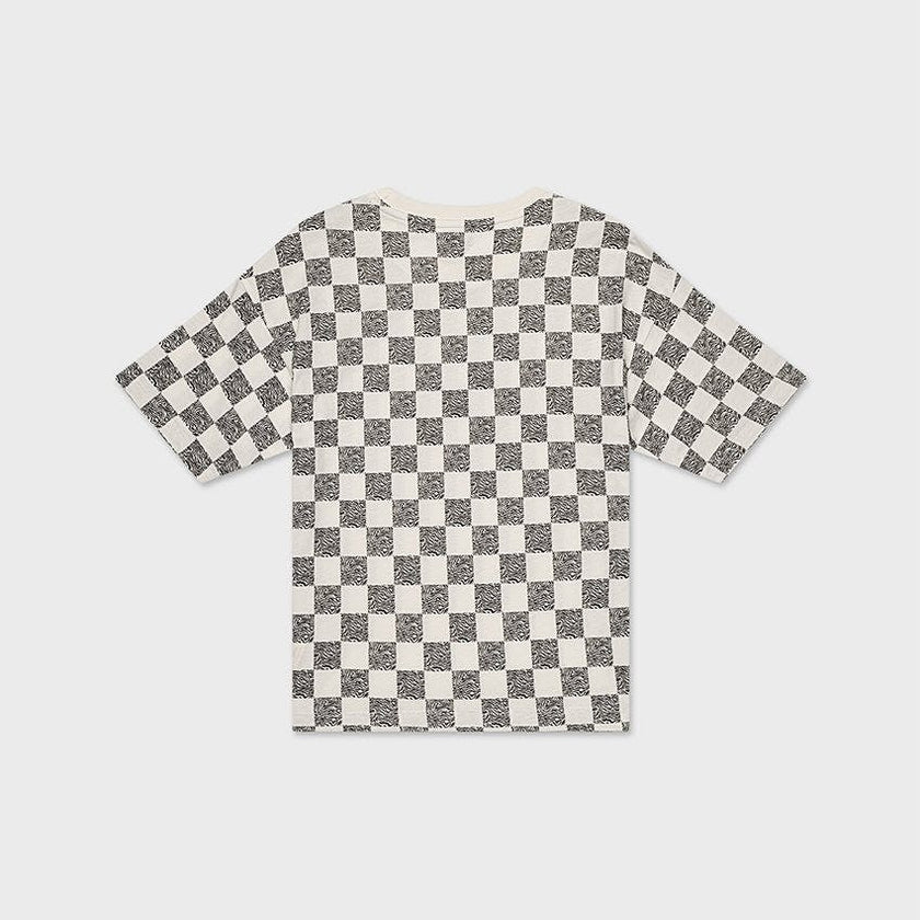 Relaxed Cotton T-Shirt With Checker Print
