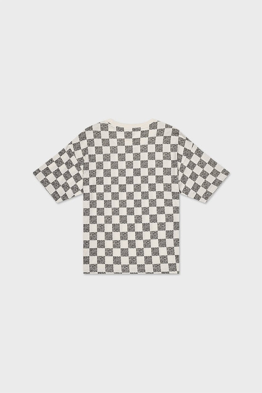 Relaxed Cotton T-Shirt With Checker Print