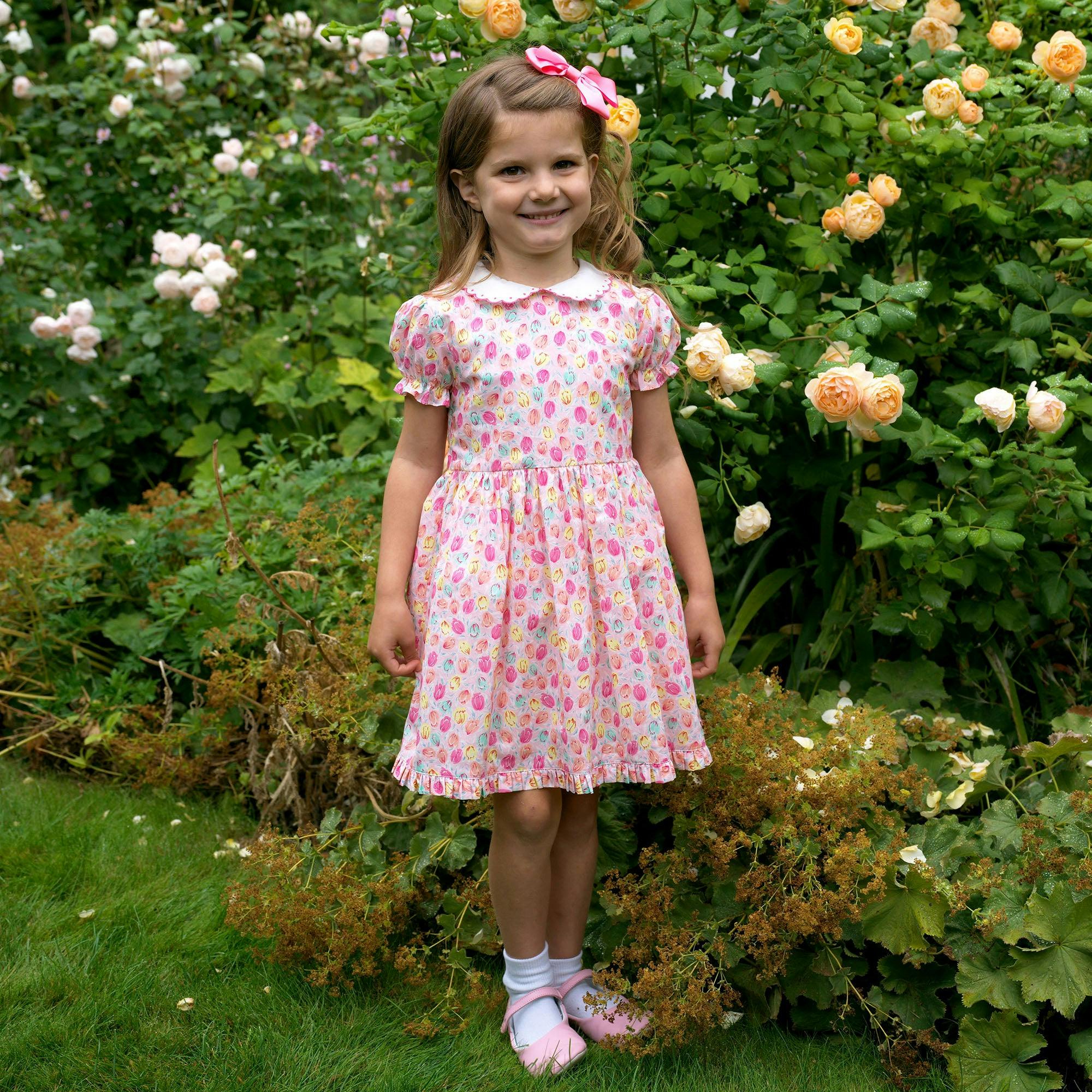 Pink Scalloped Collar Tulip Dress