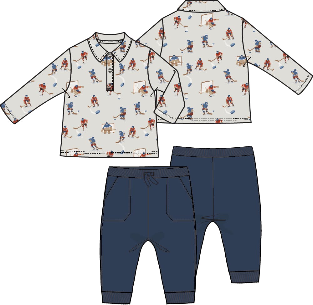 Hockey Players - Long Sleeve Polo and Jogger