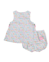 Printed Pique Dress & Bloomer With Flowers