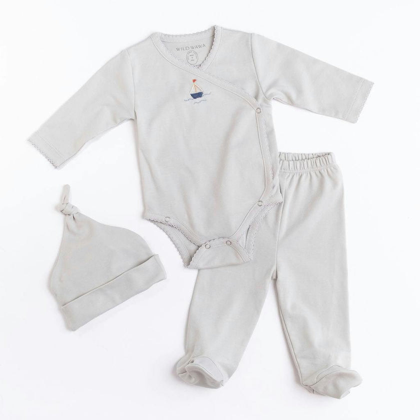 Pima Embroidered Bundle Set in Blue Boat