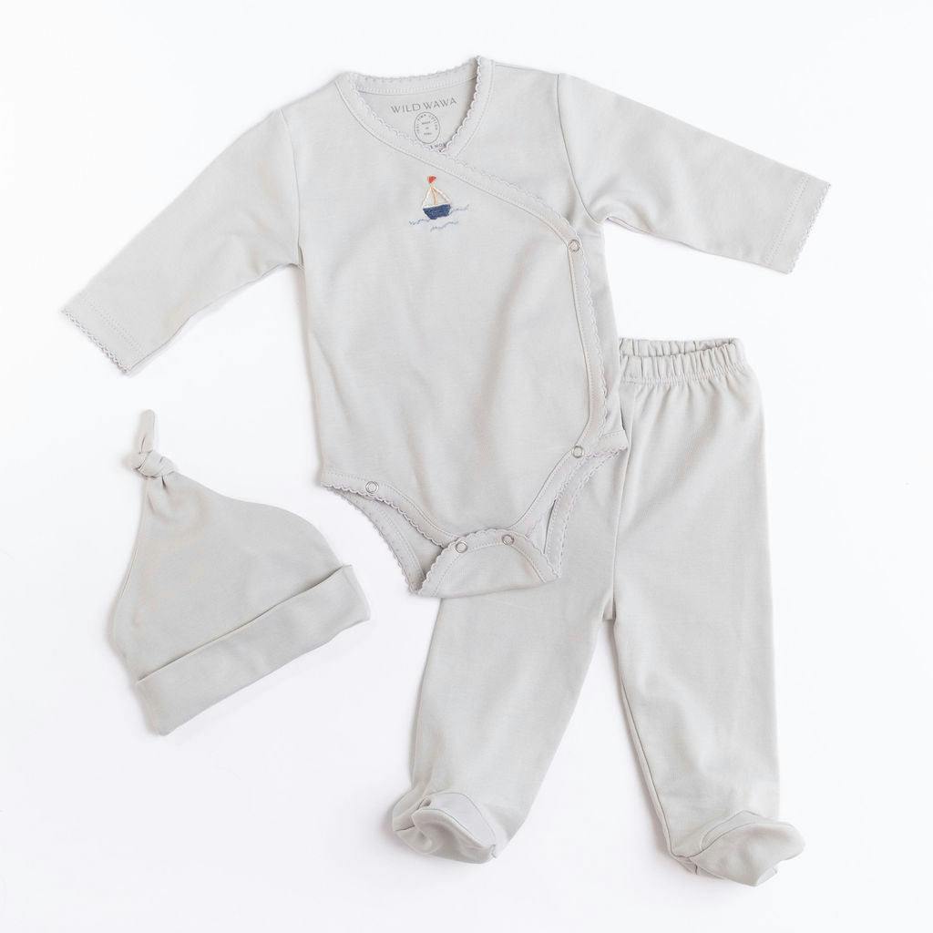 Pima Embroidered Bundle Set in Blue Boat