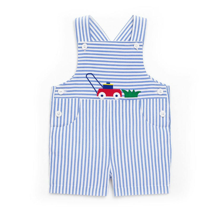 Stripe Seersucker Shortall With Lawn Mower