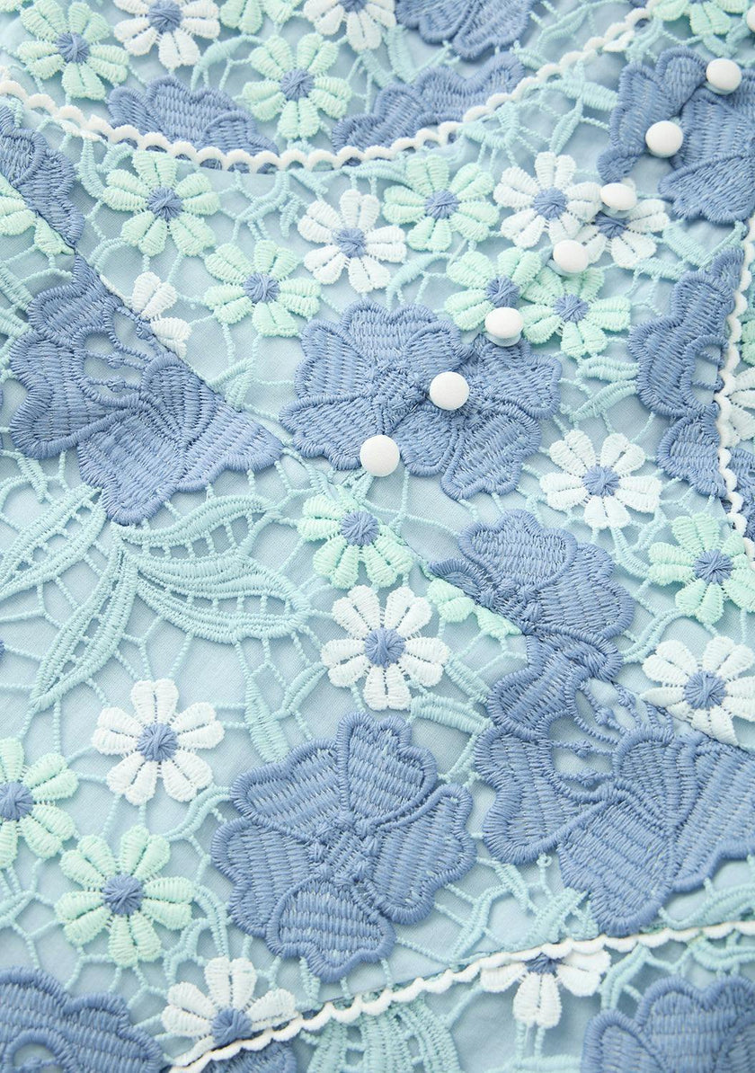 Jade Embroidered Mini Dress