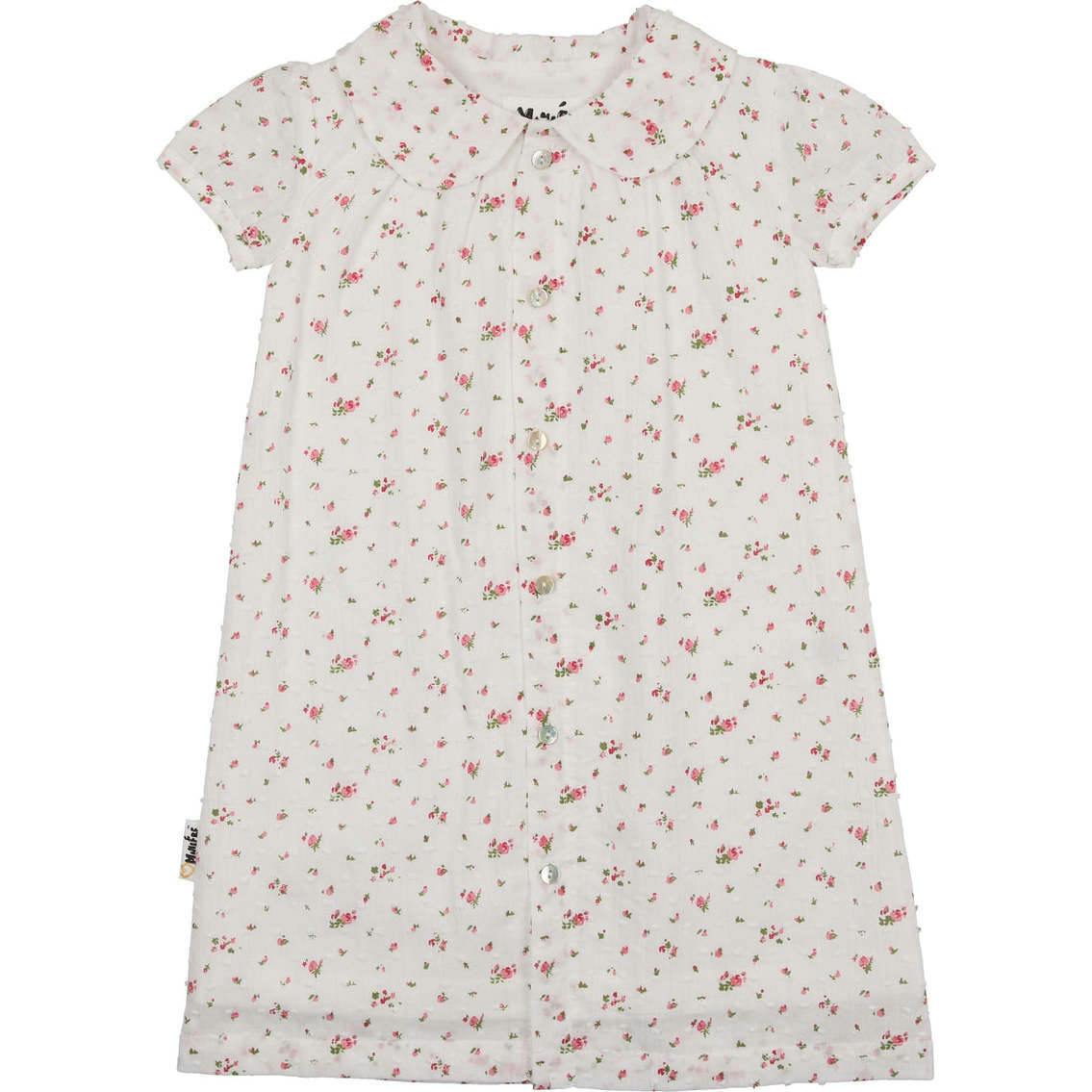Clipdot Floral Peter Pan Collar Short Puff Sleeve Dress
