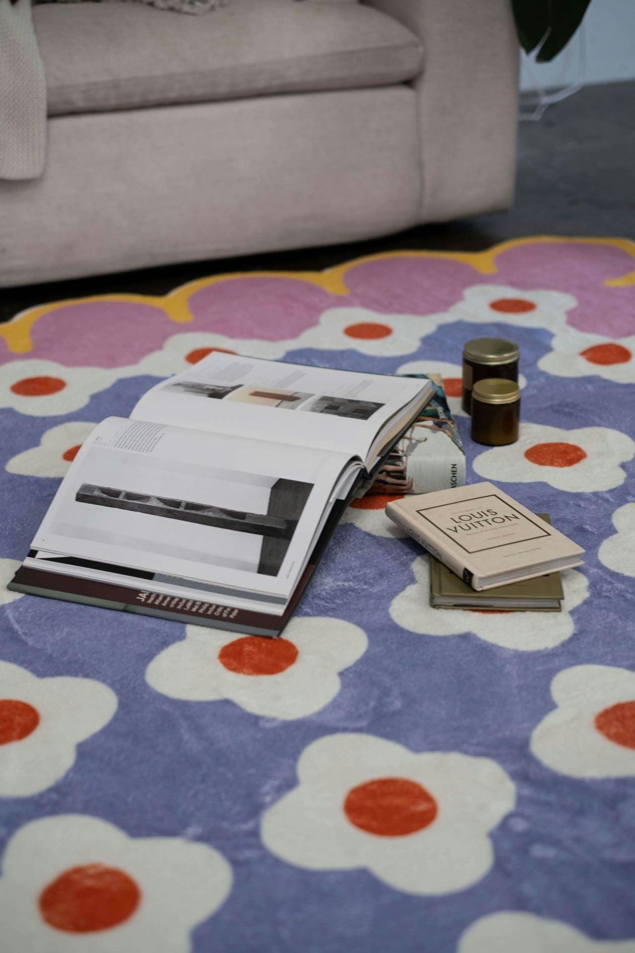 Pink and Purple Floral Area Rug