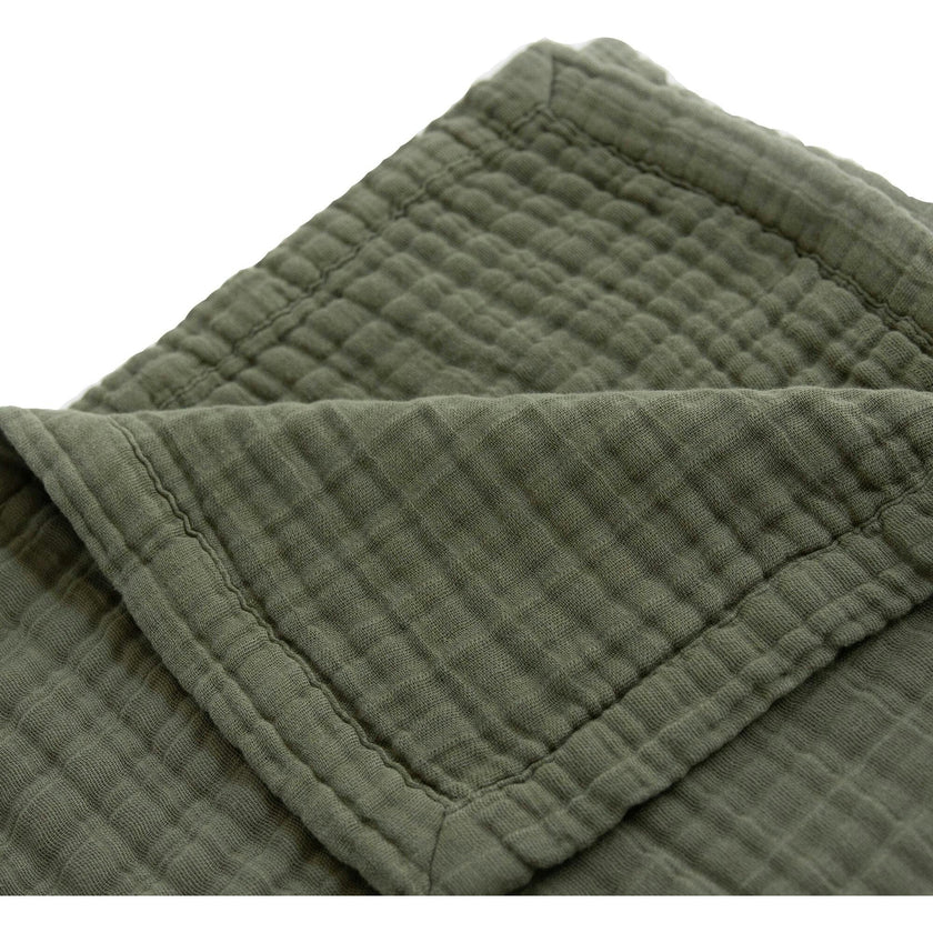 Cotton Muslin Quilted Throw - Fern