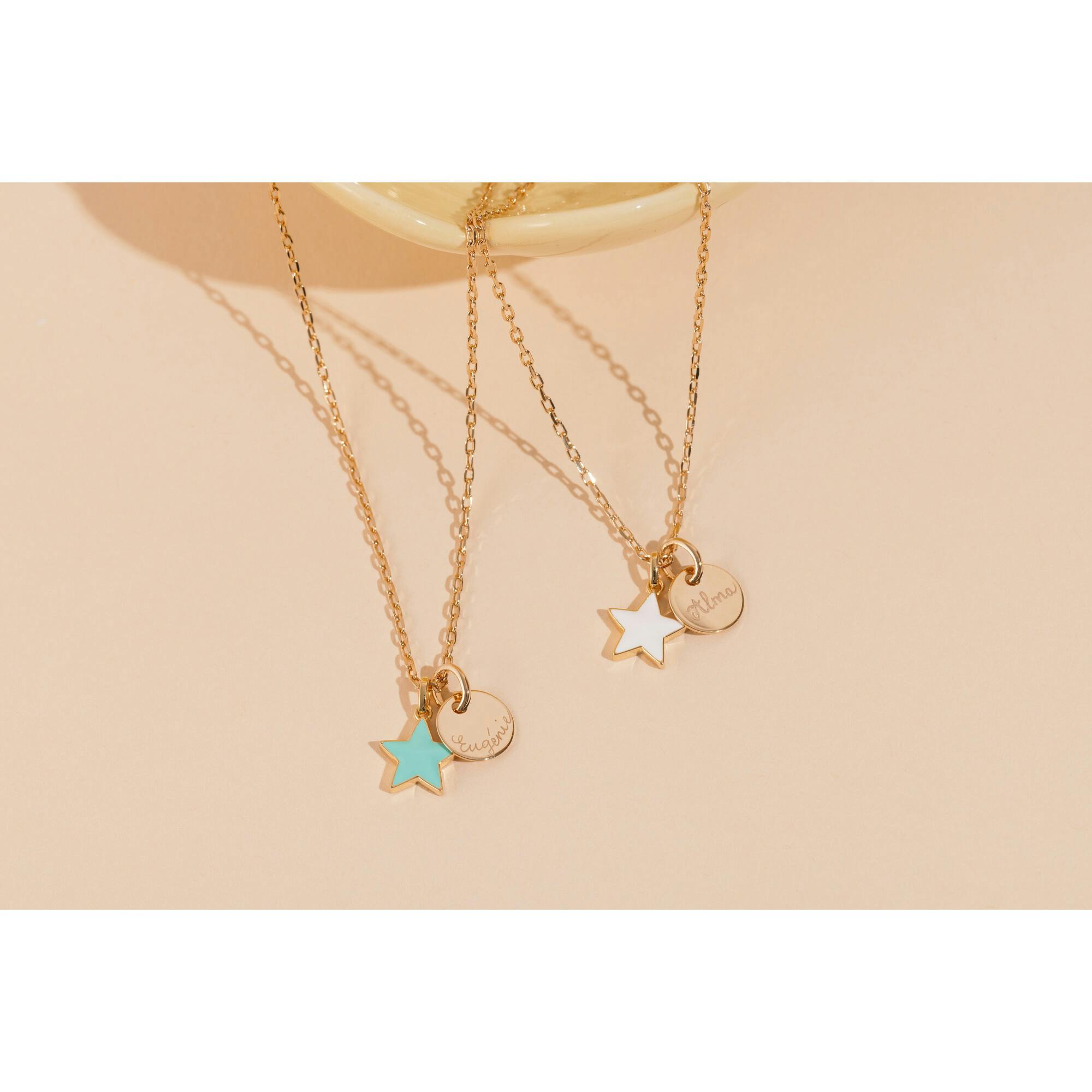 Personalized Enamel Star Necklace, 14k Gold Plated