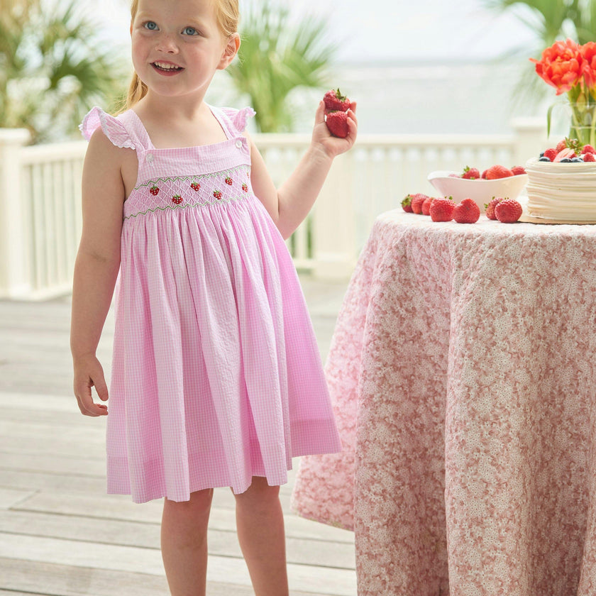 Smocked Lizzy D Dress - Strawberries