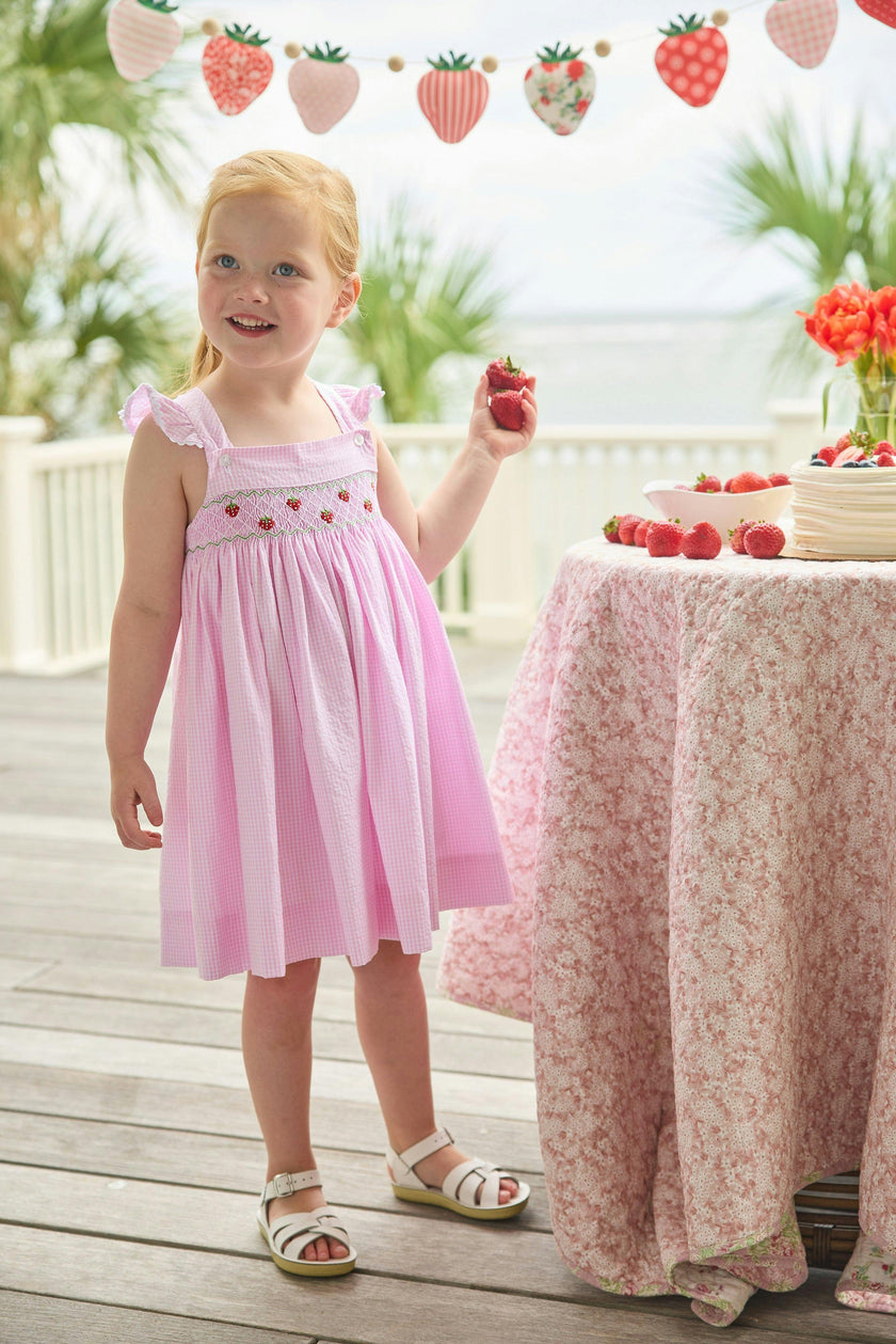 Smocked Lizzy D Dress - Strawberries