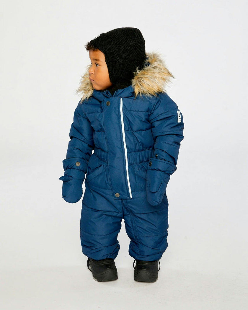 Baby Original One Piece Puffy Snowsuit With Removable Mittens And Boots Dark Blue