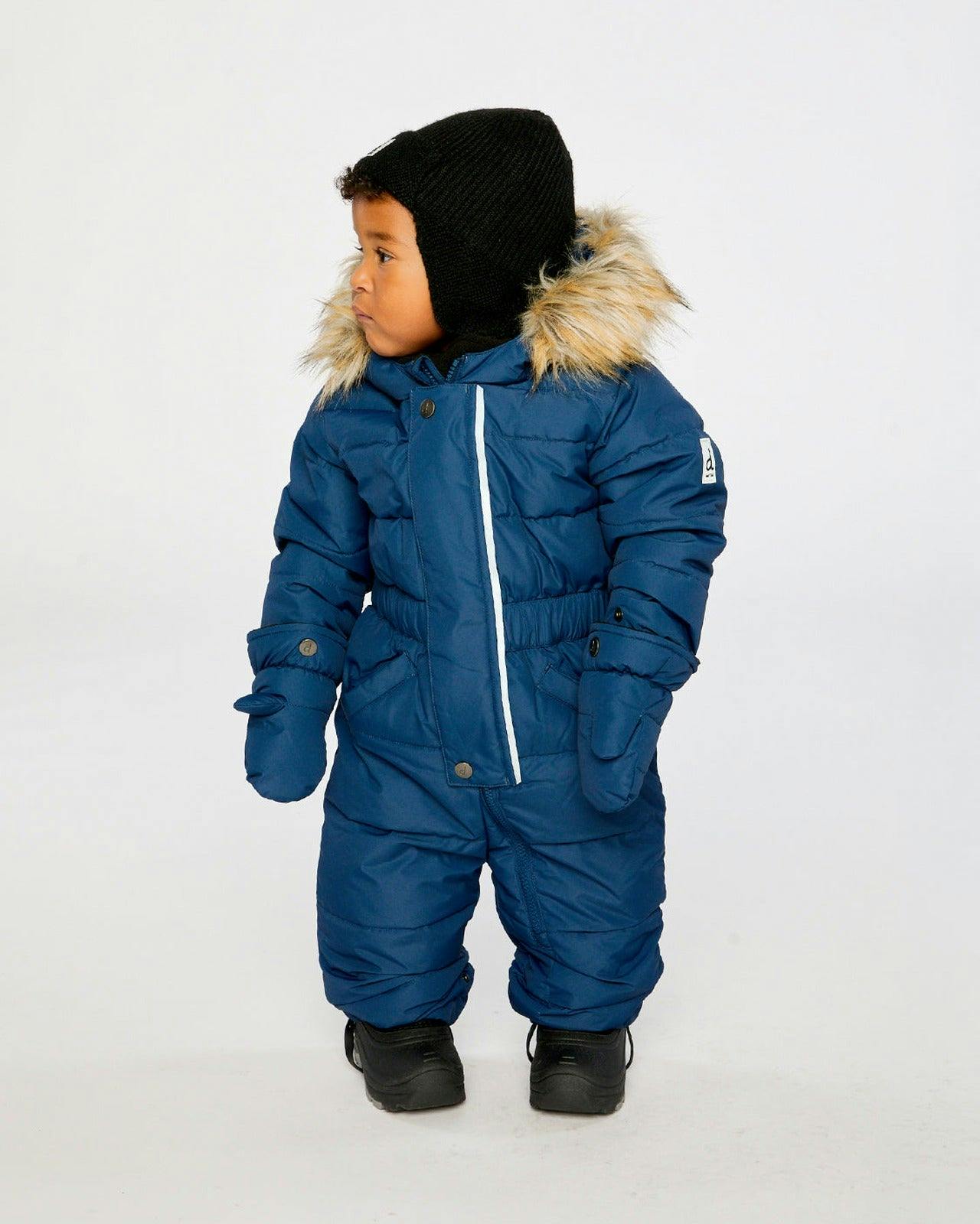 Baby Original One Piece Puffy Snowsuit With Removable Mittens And Boots Dark Blue