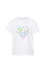 Kid's Heart Lace T-shirt, White-Girls
