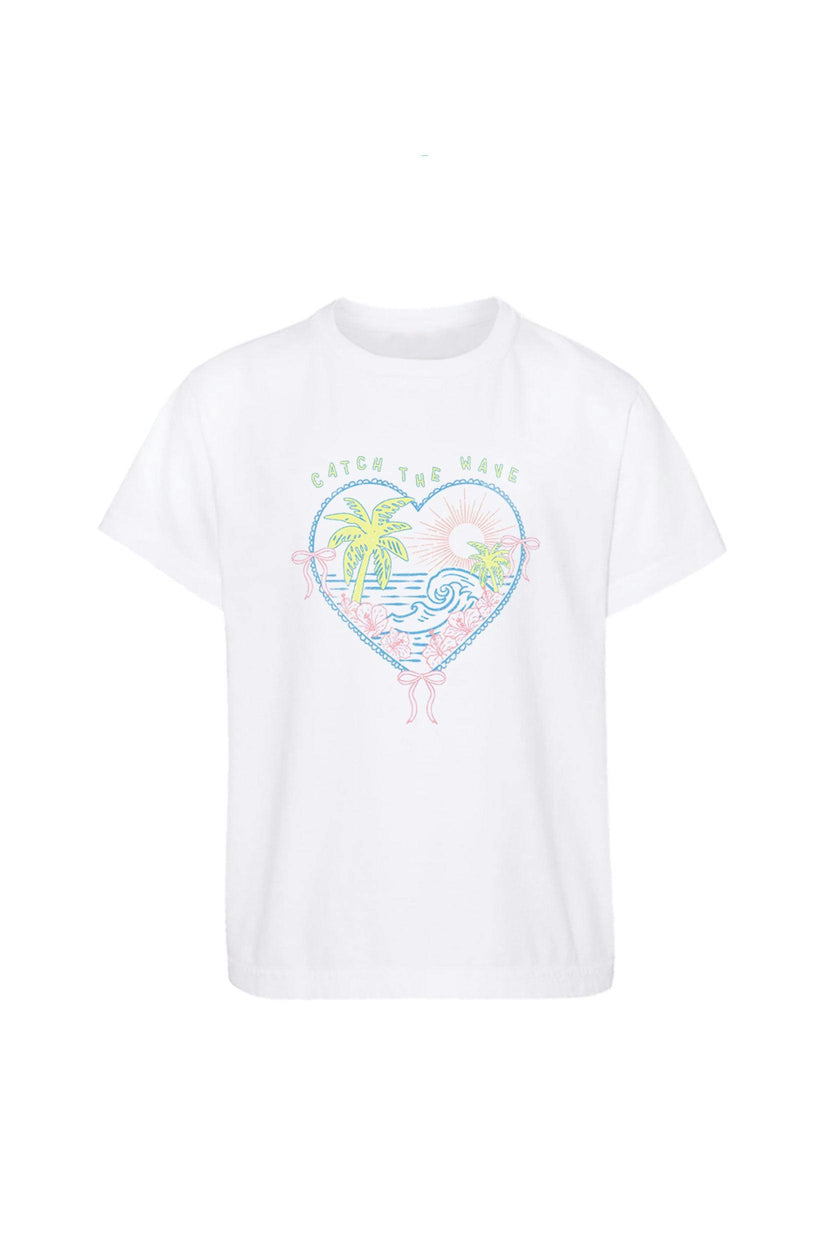Kid's Heart Lace T-shirt, White-Girls