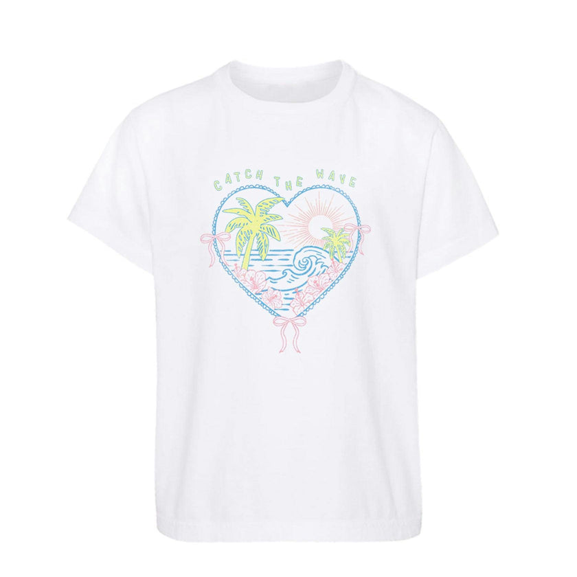 Kid's Heart Lace T-shirt, White-Girls