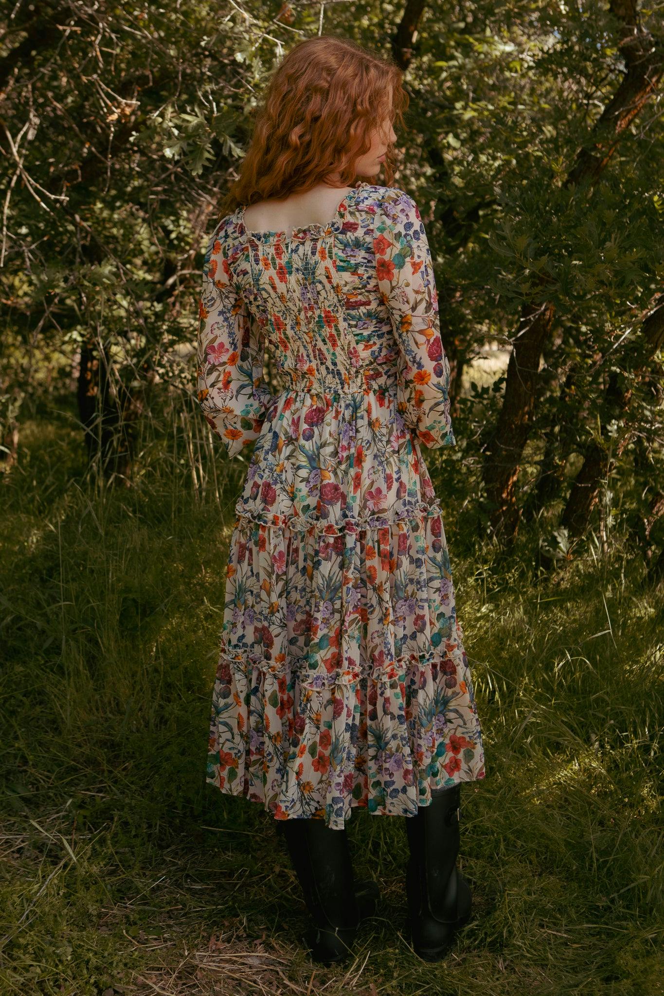 Selena Dress in Watercolor Floral
