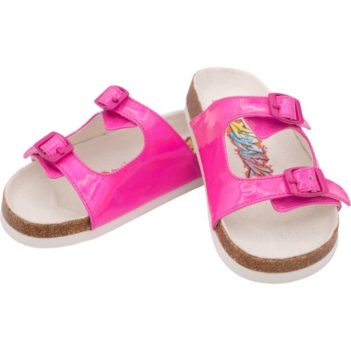 NOA SHINY PINK DOUBLE BUCKLE SANDAL, Silver