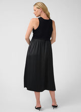 Sleeveless Mix Media Maternity Midi Dress
