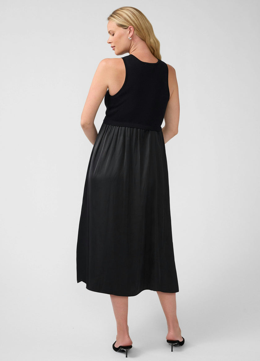 Sleeveless Mix Media Maternity Midi Dress