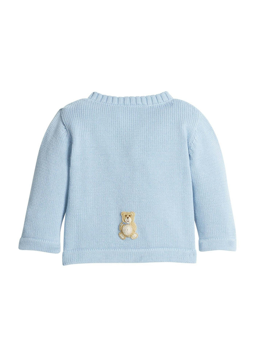 Crochet Cardigan - Blue Teddy Bear