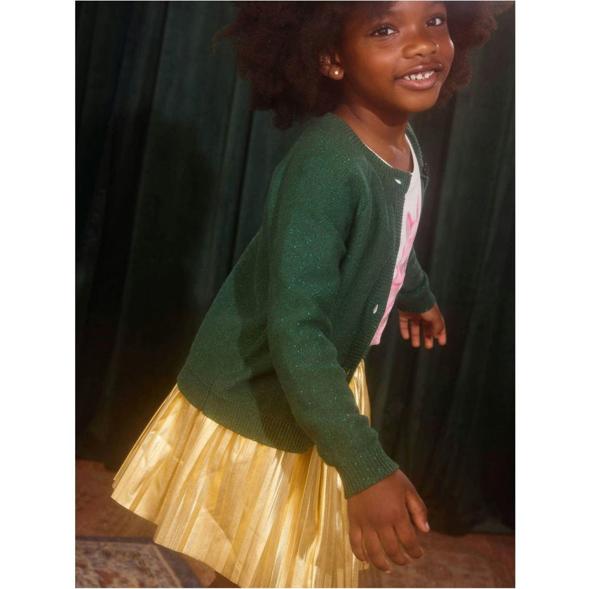 Pleated Metallic Twirl Skirt