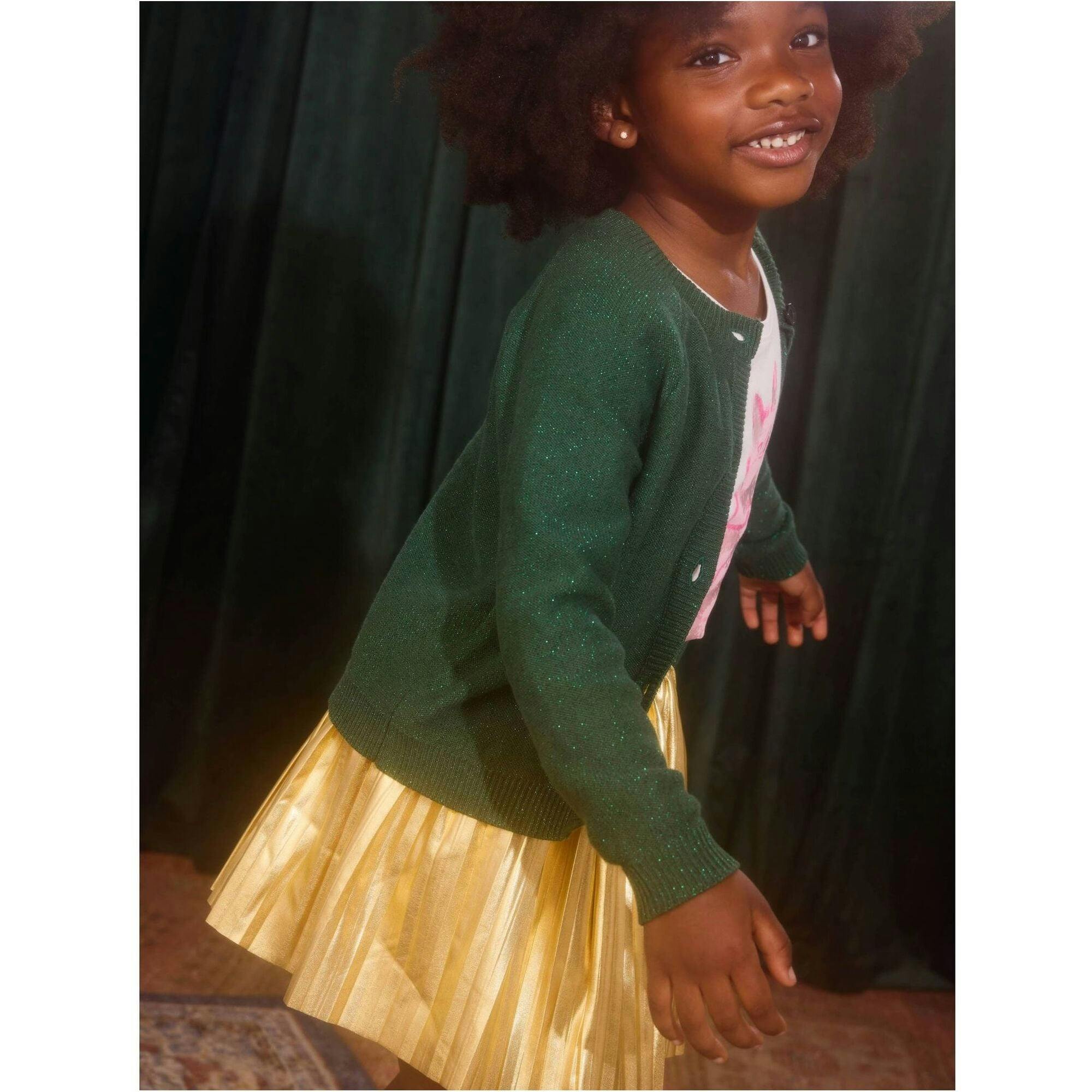 Pleated Metallic Twirl Skirt