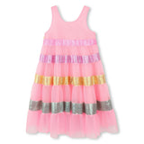 Pink Sequin Striped Dress