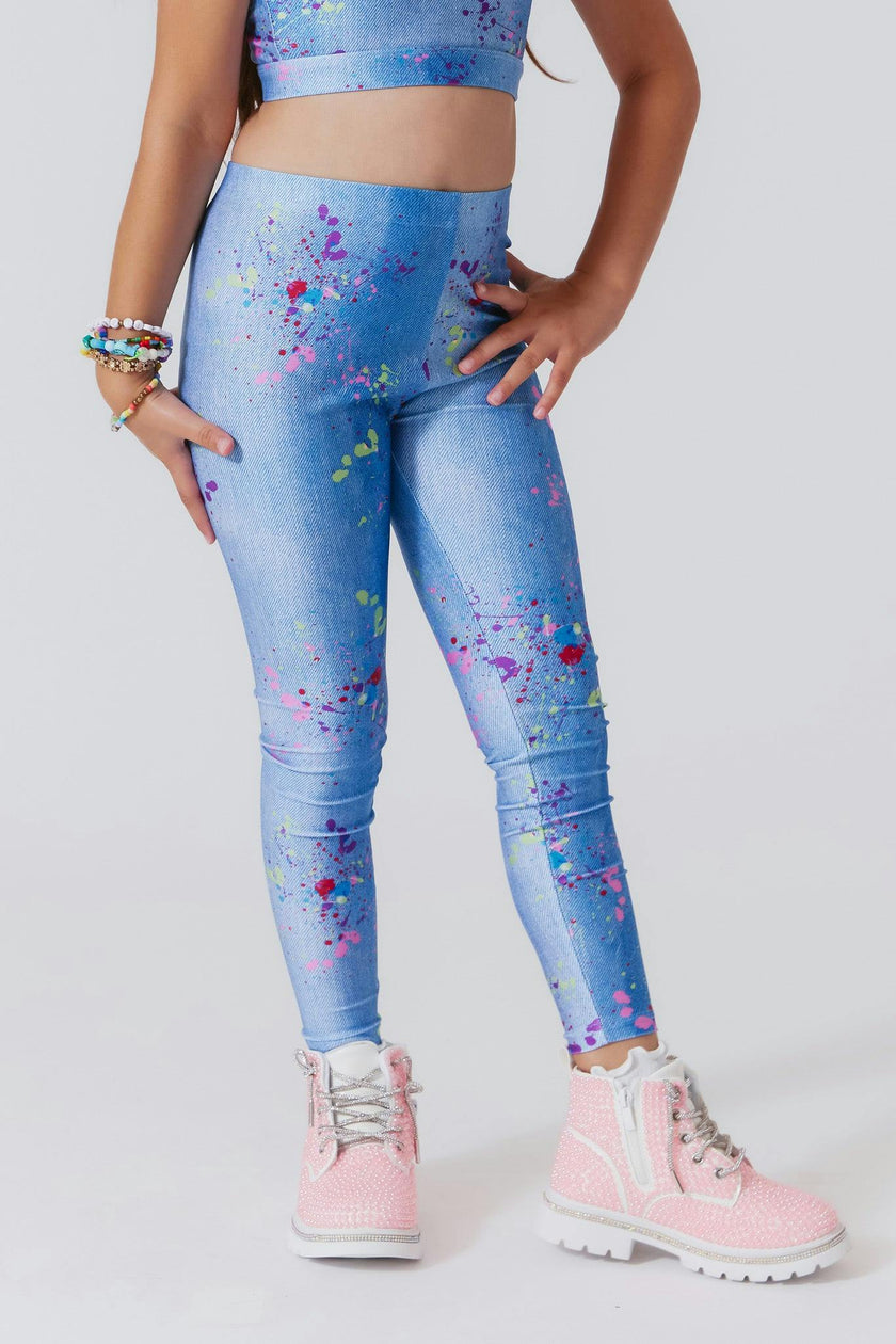 Girls Hi-Shine Mid Rise Slim Band Leggings