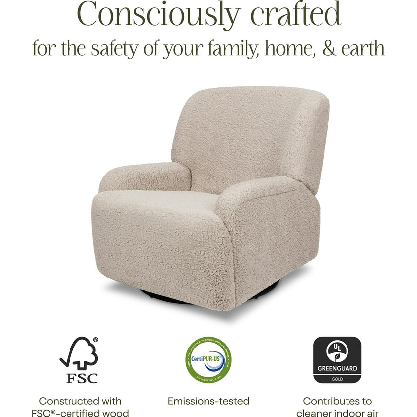 Winslow Extra Wide Recliner And Swivel Glider In Earl Grey Shearling