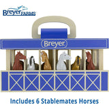 Breyer Horses - Breyer Farms 1:32 Scale Wooden Stable Playset w/  6 Horses