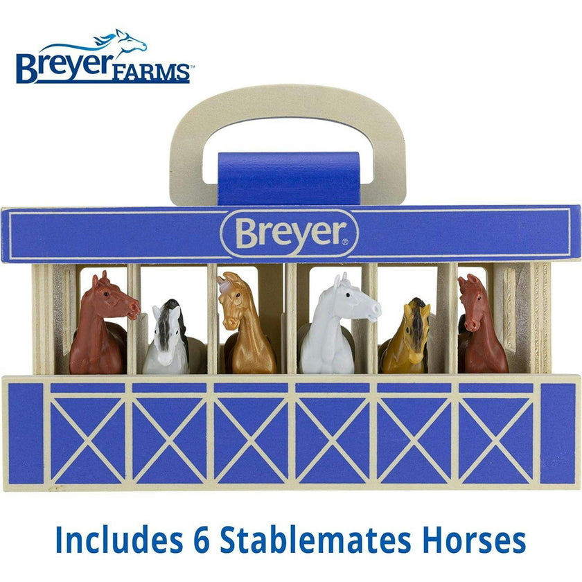Breyer Horses - Breyer Farms 1:32 Scale Wooden Stable Playset w/  6 Horses