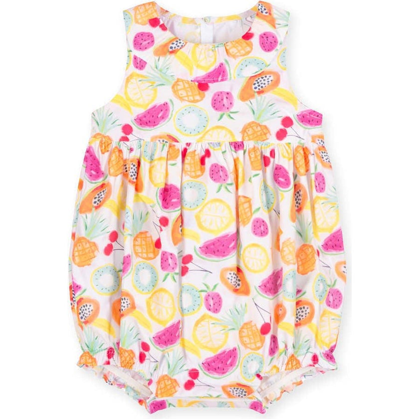 Fruit Print Romper with Neck Ruffle