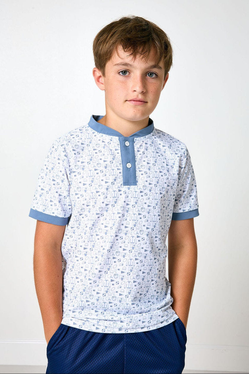 slate/white champions blade shirt