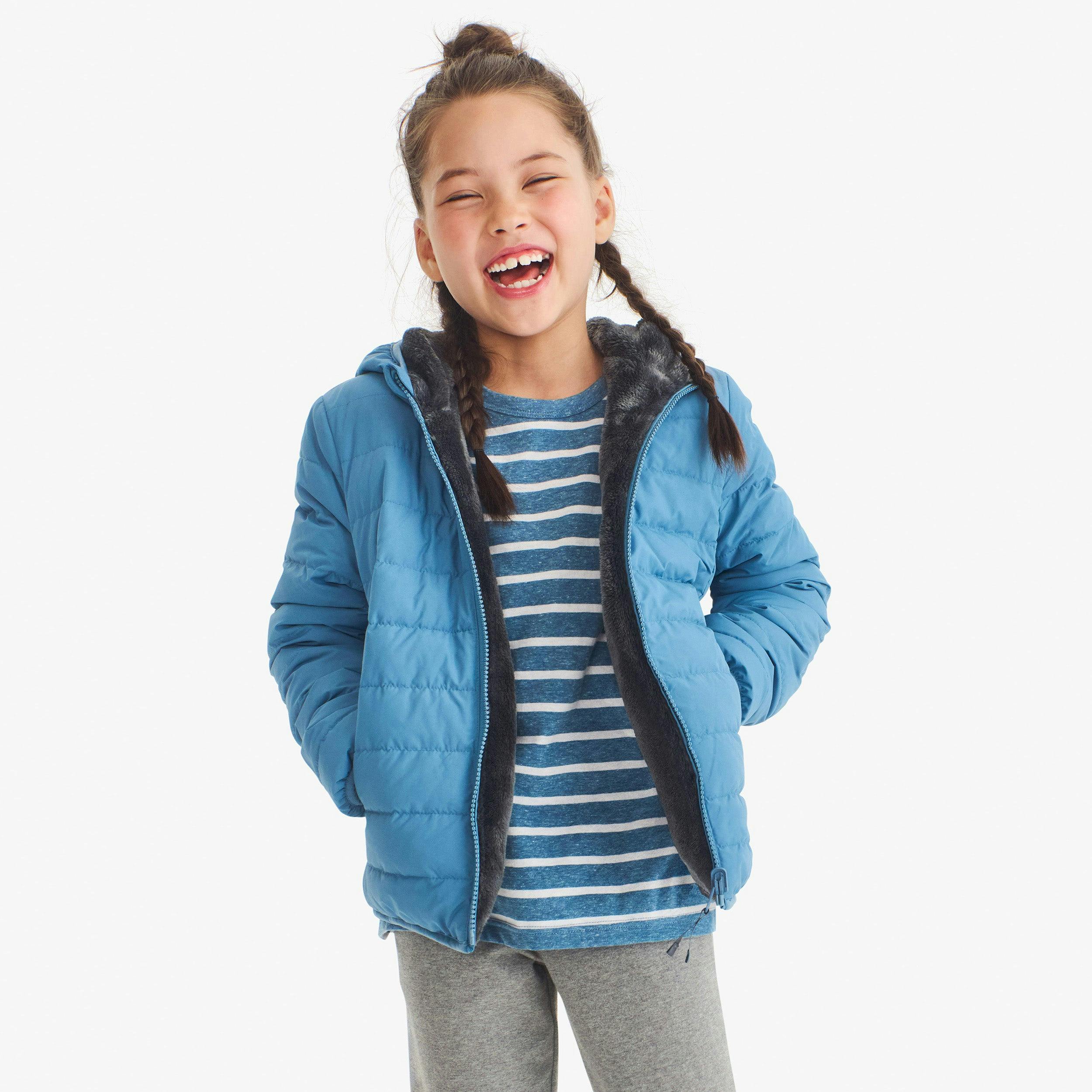 Kids reversible fleece puffer jacket