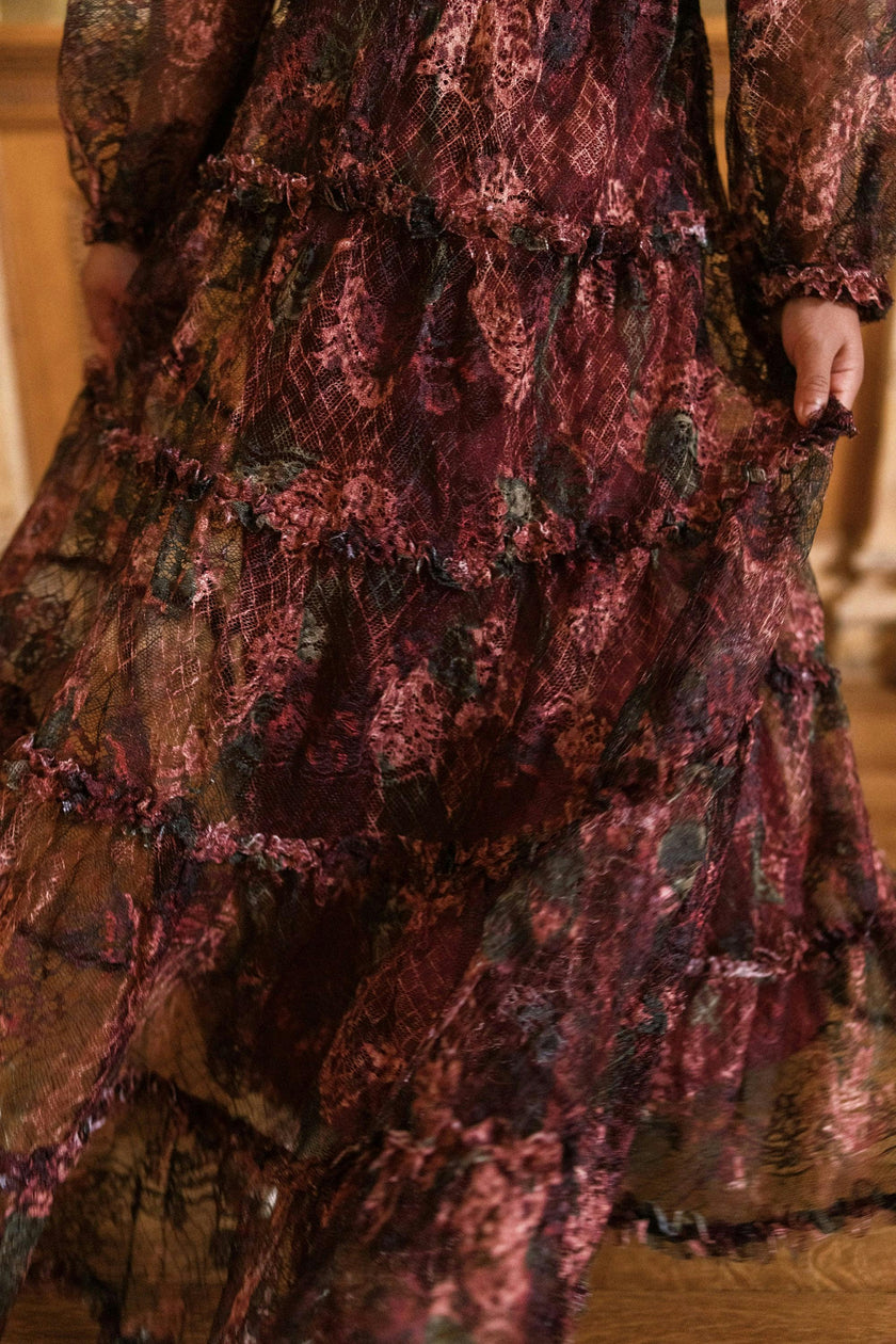 Mini Madrigal Dress in Merlot Floral