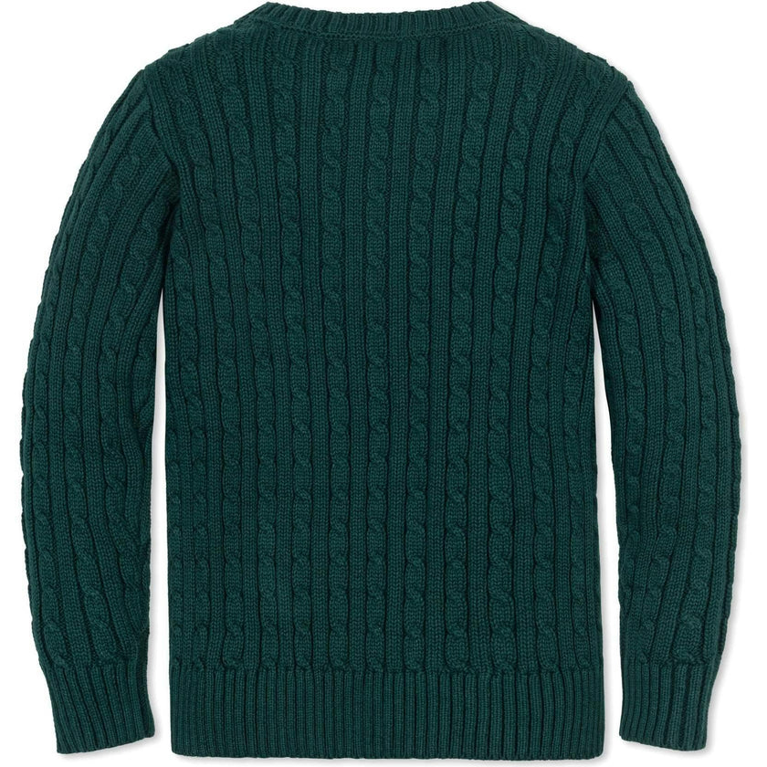 Baby Organic Cable Crewneck Pullover Sweater, Green