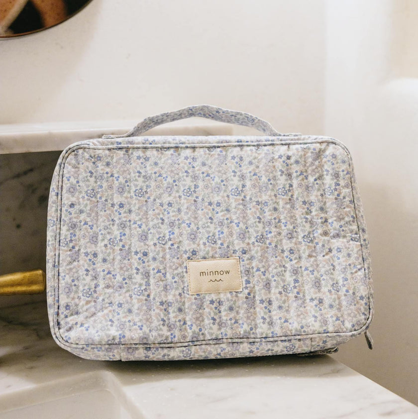 slate floral tri-fold cosmetic case