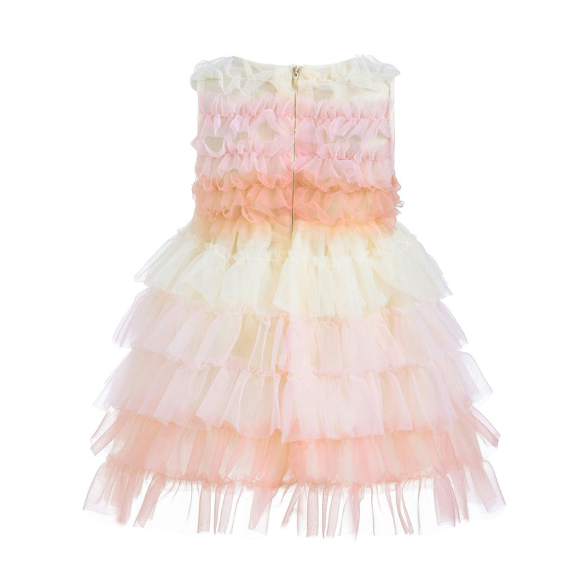 Pink Ruffle Layered Tulle Dress